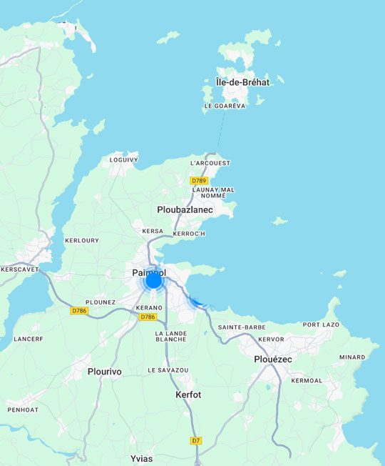 Carte communes accès soins maison de santé pluridisciplinaire Paimpol